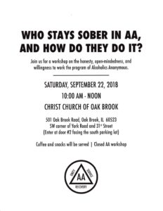 Who Stays Sober in AA and How... @ CHRIST CHURCH OF OAK BROOK