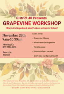 Grapevine Zoom Workshop