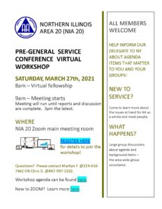 Pre-General Service Conference Workshop @ Virtual via Zoom