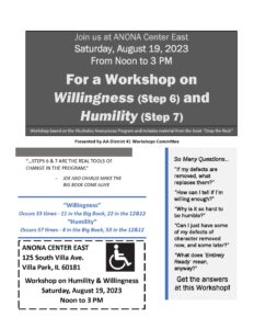 Workshop on Willingness and Humility @ ANONA CENTER EAST