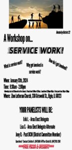 Service Workshop Sponsored by District 22 @ Zion Lutheran Church