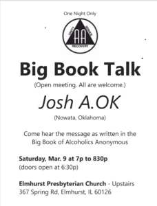 BB Talk with Josh A. OK - Open Meeting @ Elmhurst Presbyterian Church (upstairs)