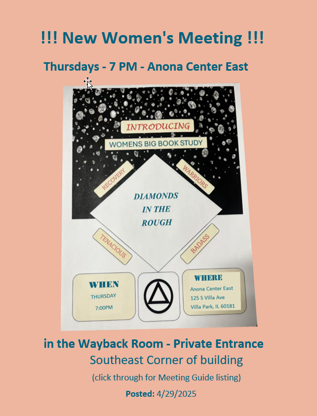 New Women's AA Meeting in Villa Park